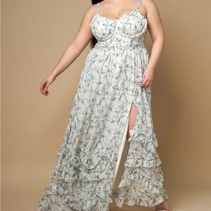 Rebdolls Hyacinth Floral Tiered Maxi Skater Dress